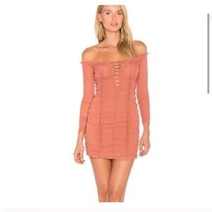 MAJORELLE Off-Shoulder Revolve Darling Bodycon Ruched Pink Dress